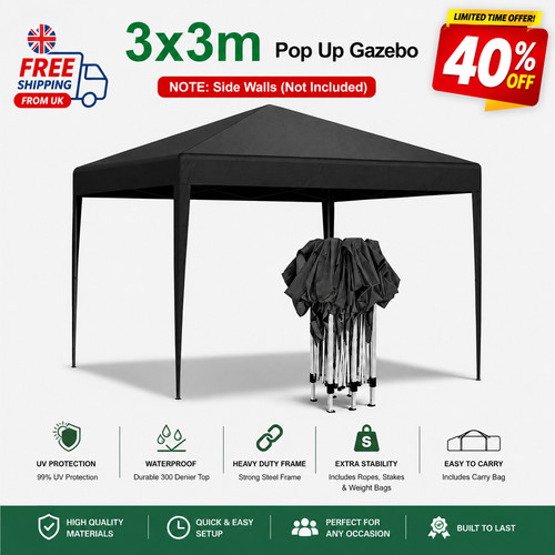 3x3m heavy duty gazebo - 3x3m, marquee